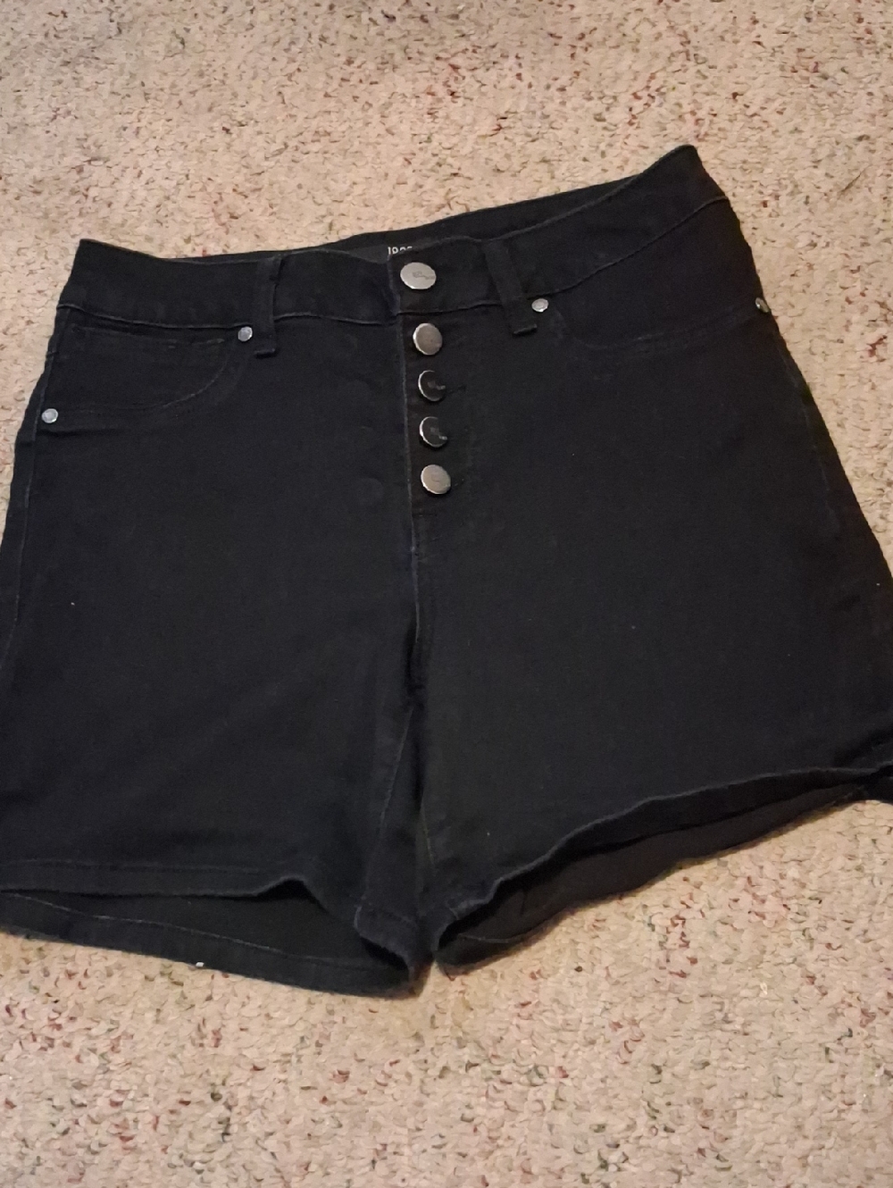 1822 Denim Black High Waist Button-Front Shorts